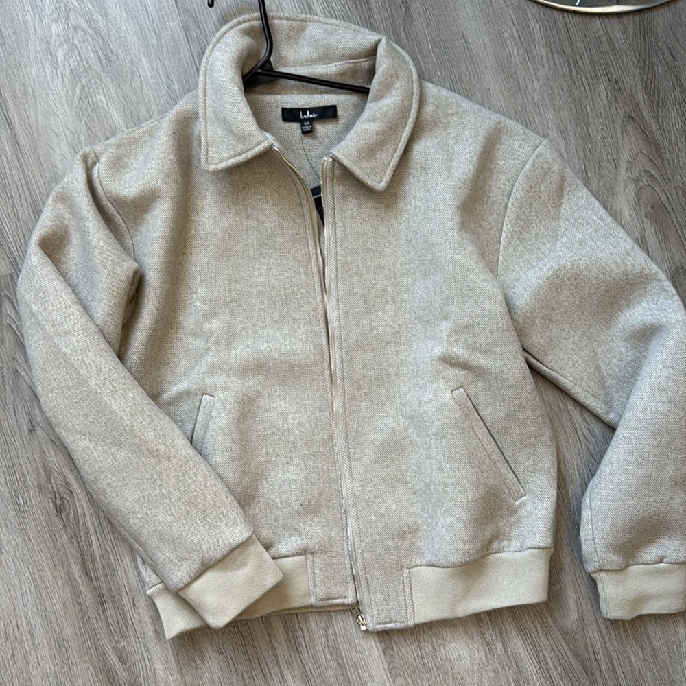 Lulus All-time Trend Heather Grey Collared Bomber Jacket - Size XS